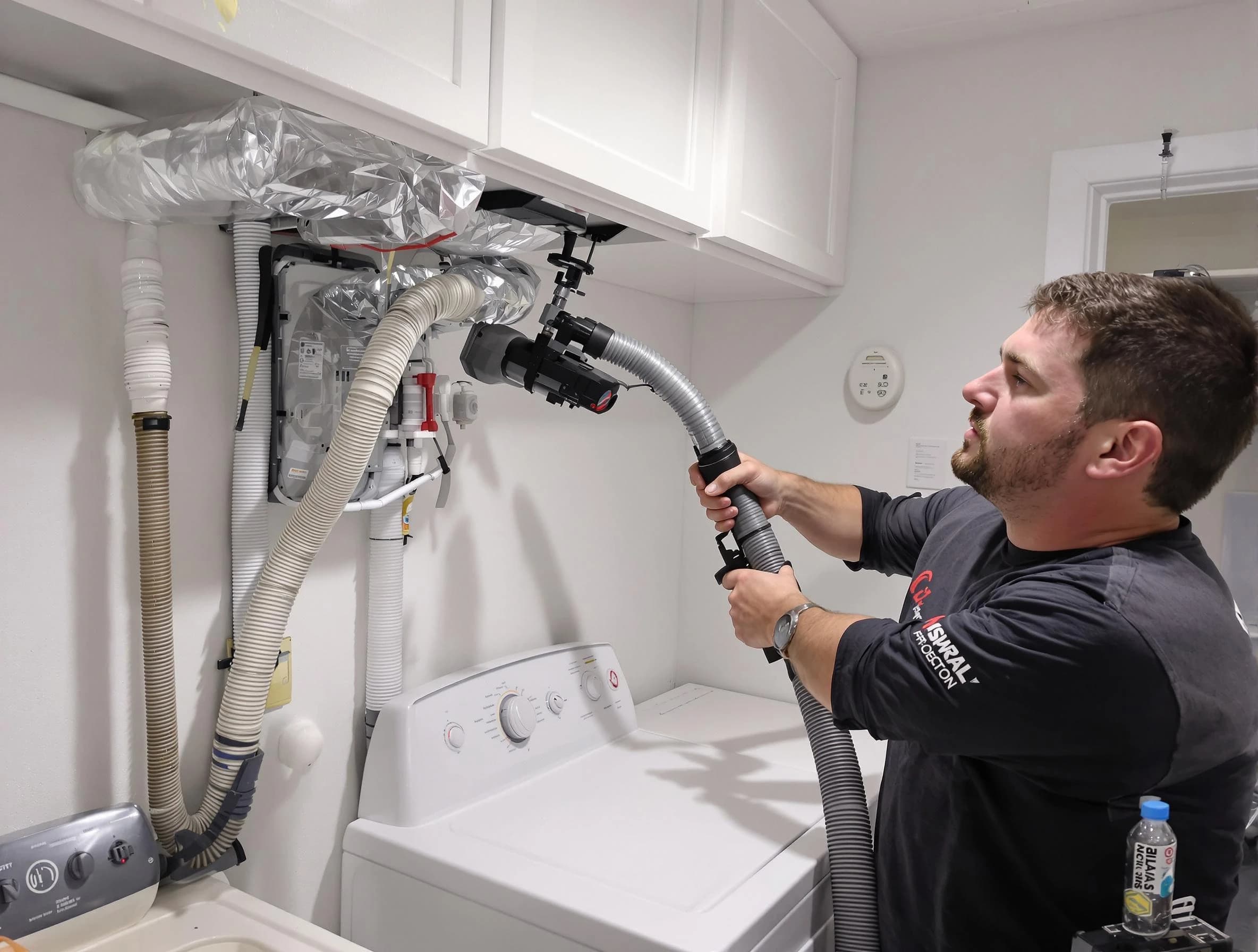 Carnegie Dryer Vent Cleaning certified technician performing safety-focused gas dryer vent cleaning in Carnegie