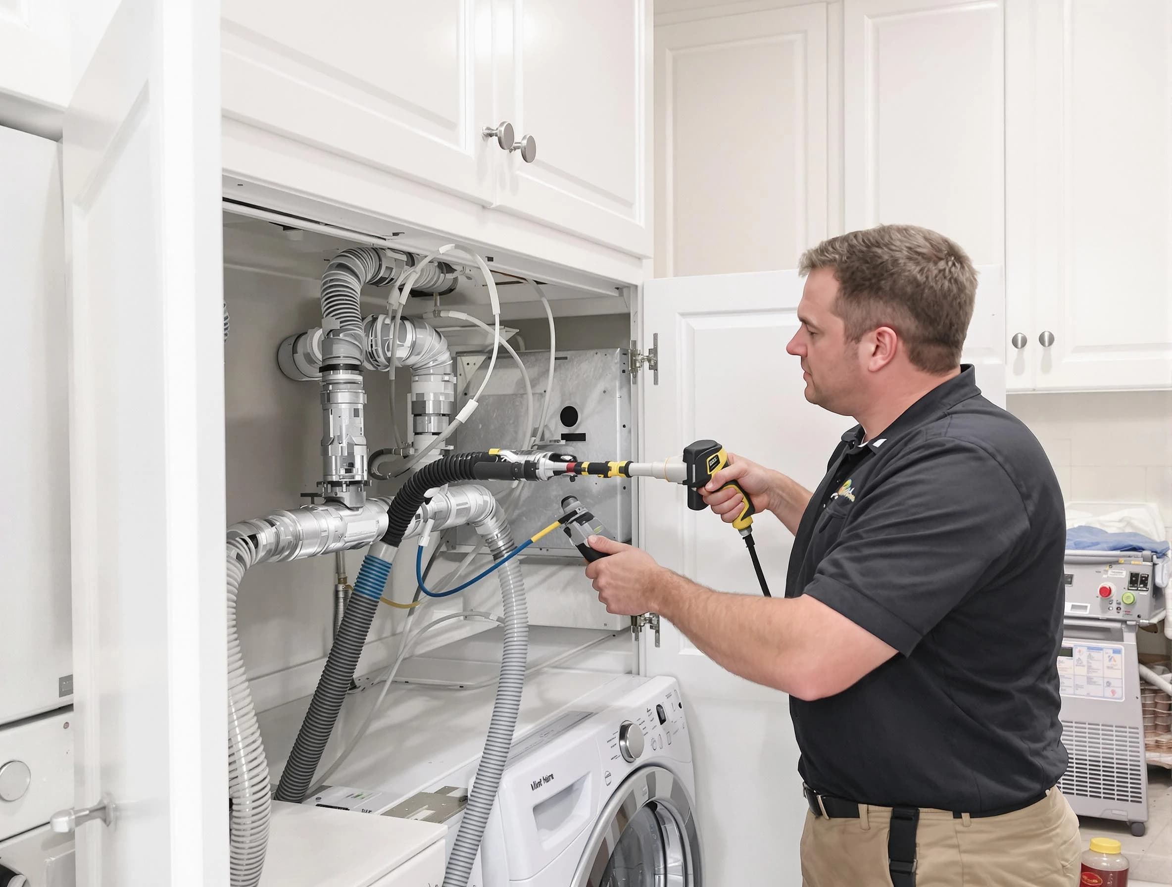 Carnegie Dryer Vent Cleaning professional removing severe blockage from a clogged dryer vent in Carnegie