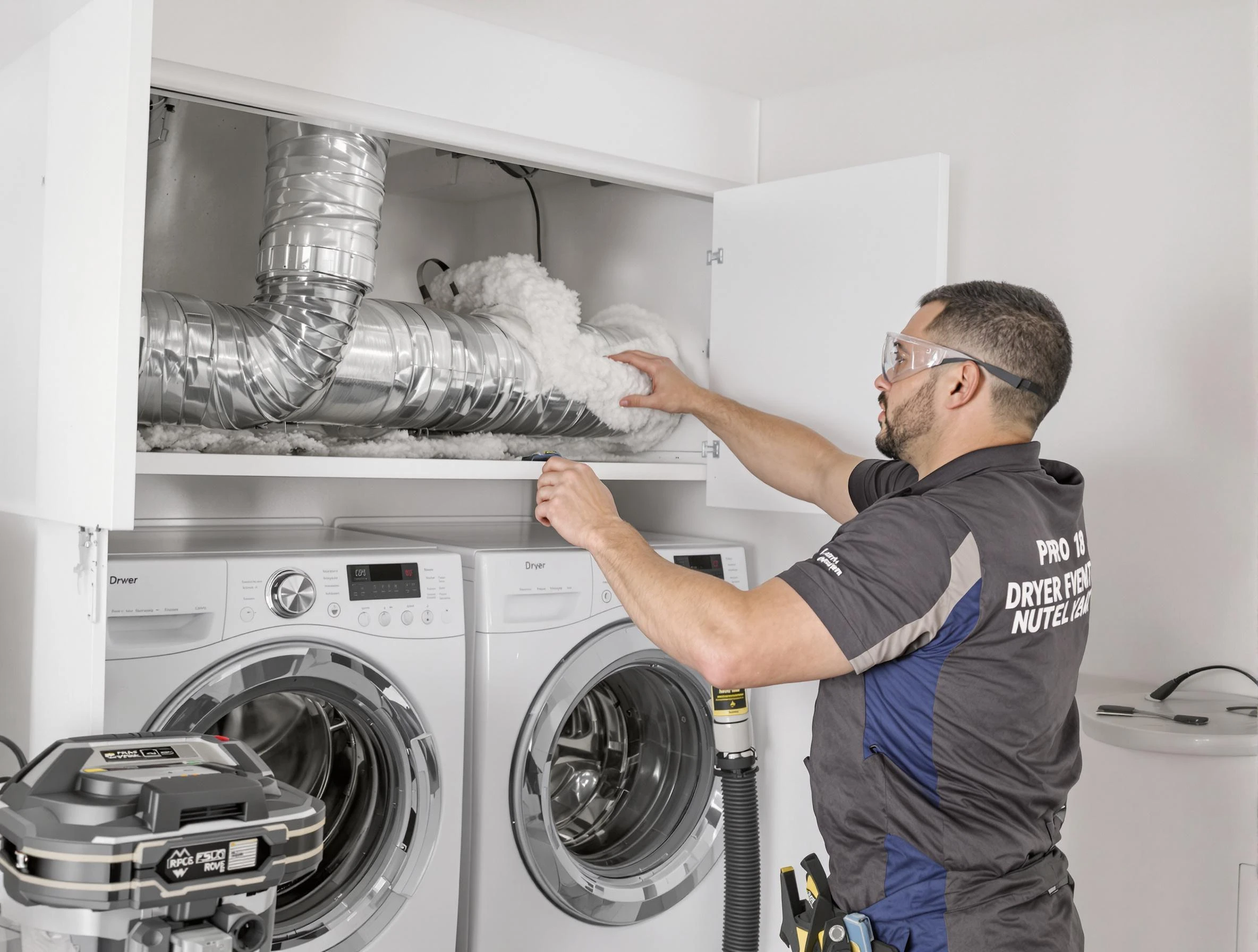 Carnegie Dryer Vent Cleaning certified technician performing specialized gas dryer vent cleaning in Carnegie